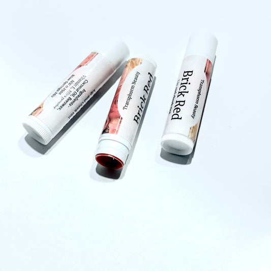 Brick red lip balm